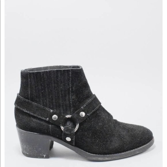 ALL SAINTS BLACK SUEDE ANKLE BOOTIES - Picture 1 of 16